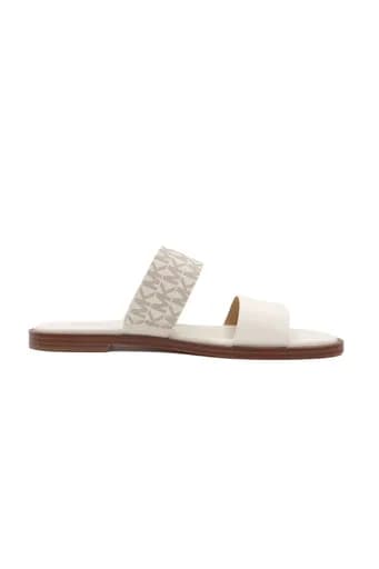 MICHAEL KORS ΠΑΠΟΥΤΣΙΑ ΠΑΝΤΟΦΛΕΣ VERA SANDAL ΜΕΤΑΛΛΙΚΟ LOGO MΠΕΖ/ΚΑΦΕ
