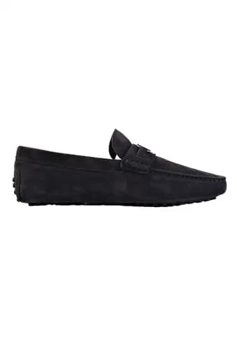 KARL LAGERFELD ΠΑΠΟΥΤΣΙΑ LOAFER BIT LOGO DRIVER SUEDE ΜΠΛΕ