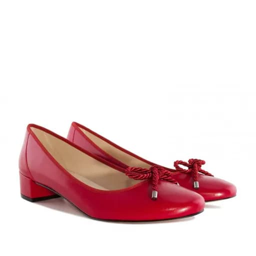 Lucia-14 Δερμάτινη Γόβα Κόκκινη 3.5cm