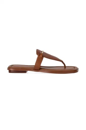 MICHAEL KORS ΠΑΠΟΥΤΣΙΑ ΠΑΝΤΟΦΛΕΣ LENA THONG MΕΤΑΛΛΙΚΟ LOGO ΤΑΜΠΑ
