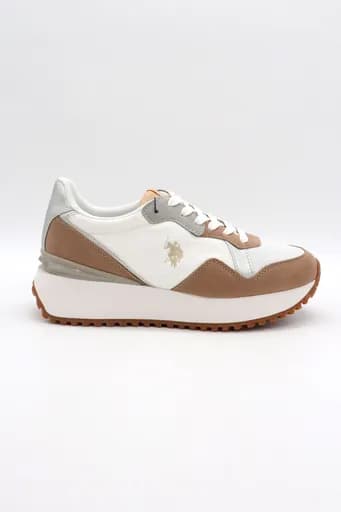 U.S. POLO ASSN. ΠΑΠΟΥΤΣΙΑ SNEAKERS ΣΤΡΑΣ ΣΟΥΕΤ ΛΕΠΤΟΜΕΡΕΙΕΣ LOGO MΠΕΖ/ΛΕΥΚΟ
