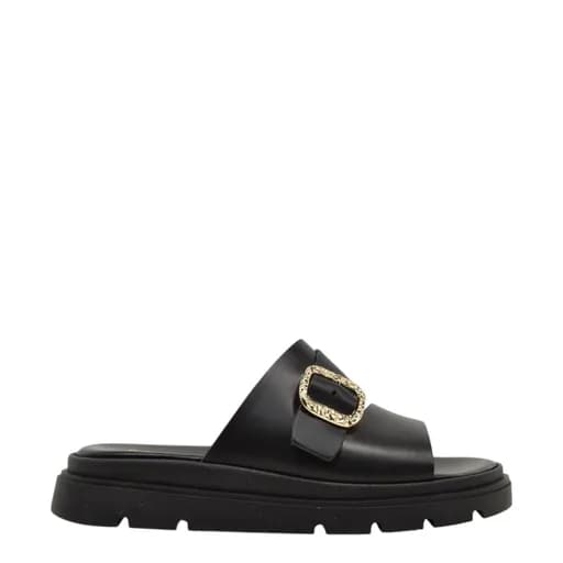 Γυναικείες παντόφλες/flatforms Piedini 0247 μαύρο δέρμα