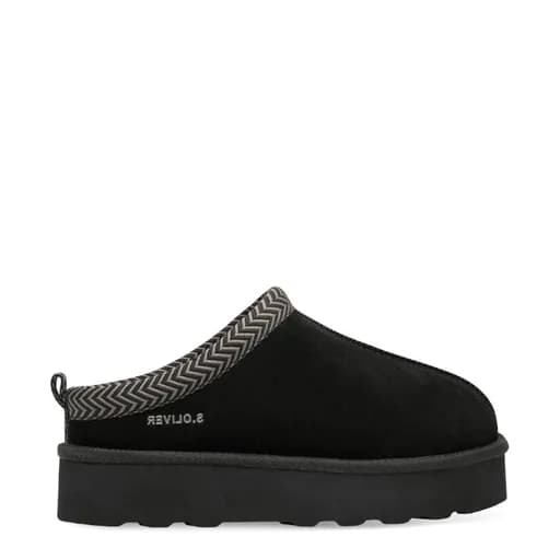 Γυναικεία Slippers s.Oliver 5-27104-43 001 μαύρο δέρμα καστόρ