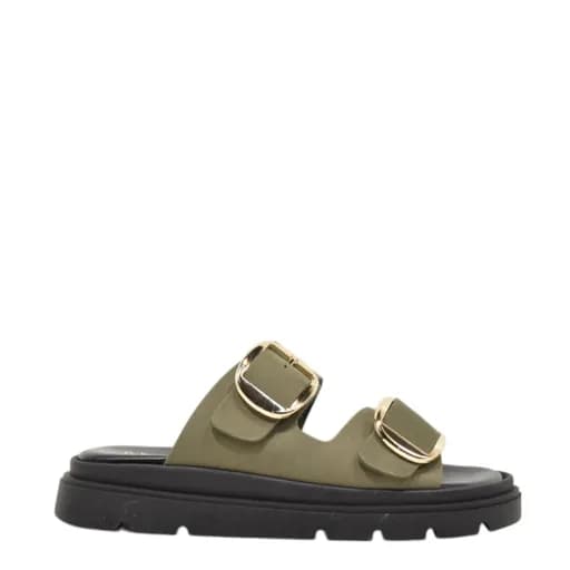 Γυναικείες παντόφλες/flatforms Piedini 4545 λαδί δέρμα nubuck