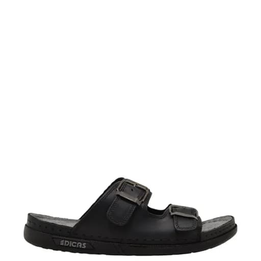 Ανδρικές παντόφλες Dicas M01 BLACK μαύρο δέρμα nubuck