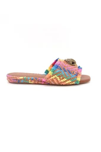 KURT GEIGER ΠΑΠΟΥΤΣΙΑ ΠΑΝΤΟΦΛΕΣ KENSINGTON FLAT SANDAL LOGO ΠΟΛΥΧΡΩΜΟ